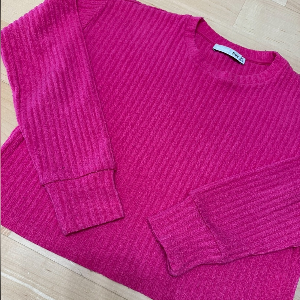 Aritzia Wilfred Free Rudko Pink Ribbed Knit Long Sleeve Top Women’s | XS, XXS - Picture 3 of 7